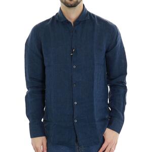 CAMICIA IN LINO BLU